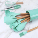 Drop Kit 12 Peças Colher para Cozinha Silicone BPA Antiferrugem Utensílios de Cozinha Jogo de Colher