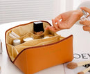 Necessaire Feminina Premium em Couro PU – Grande Capacidade para Viagem e Maquiagem